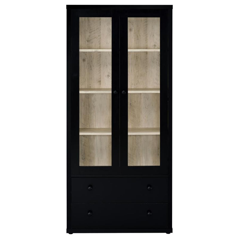 Hawthorne 4-shelf Glass Door Cabinet with Drawers Black-zoom-