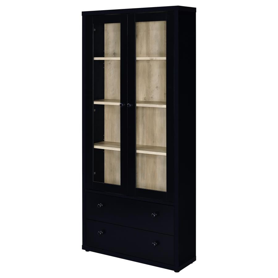 Hawthorne 4-shelf Glass Door Cabinet with Drawers Black-zoom-5