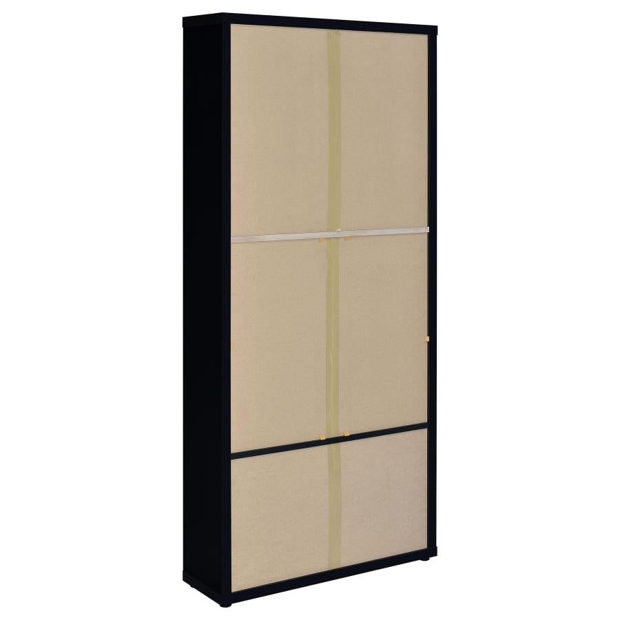 Hawthorne 4-shelf Glass Door Cabinet with Drawers Black-7