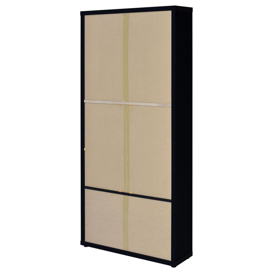 Hawthorne 4-shelf Glass Door Cabinet with Drawers Black-zoom-8