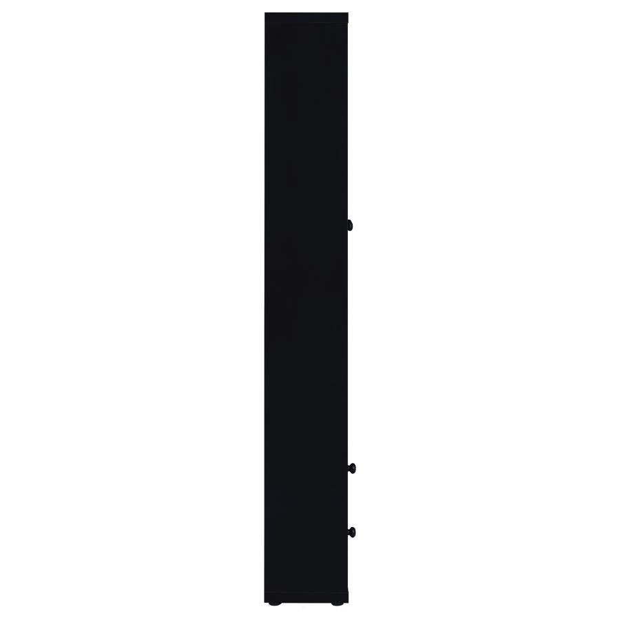 Hawthorne 4-shelf Glass Door Cabinet with Drawers Black-9