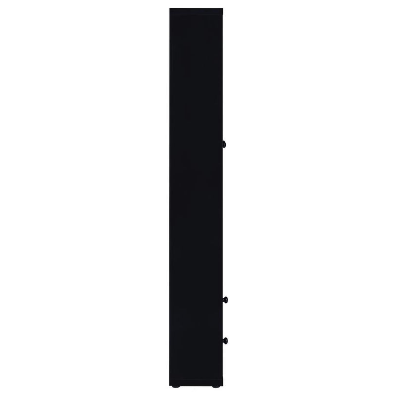 Hawthorne 4-shelf Glass Door Cabinet with Drawers Black-zoom-