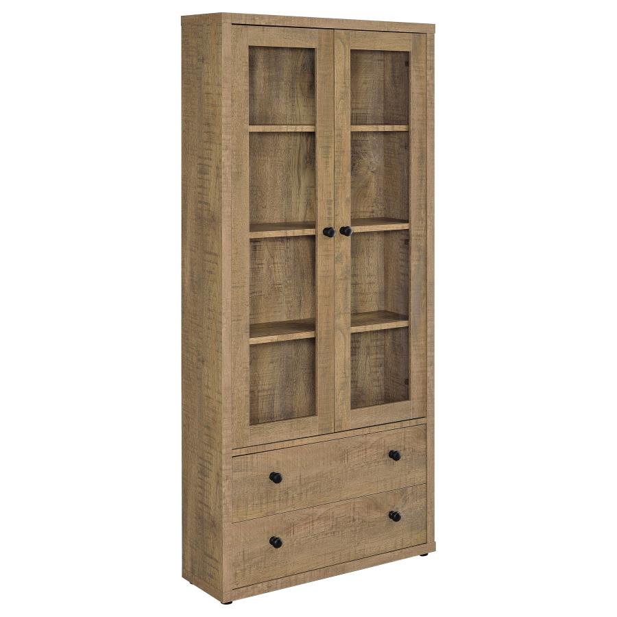 Hawthorne 4-shelf Glass Door Tall Cabinet with Drawers Mango-1