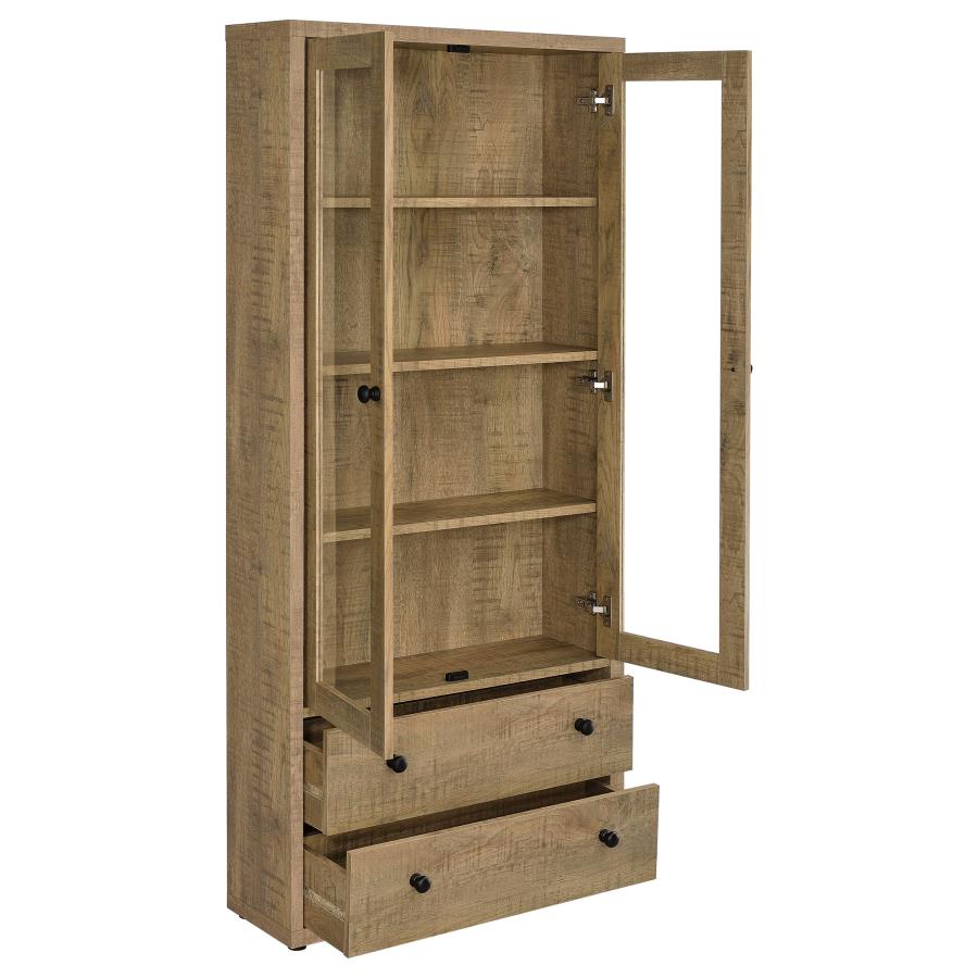 Hawthorne 4-shelf Glass Door Tall Cabinet with Drawers Mango-3