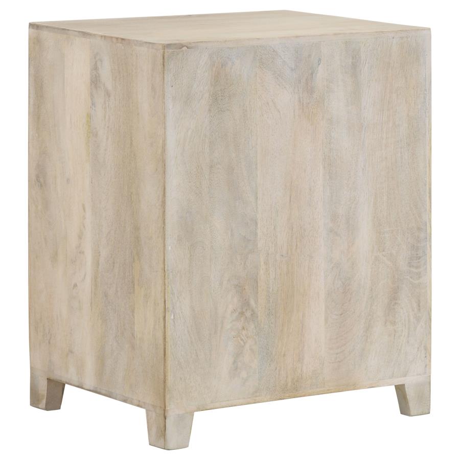 August 1-drawer Trellis Pattern Storage Cabinet White Washed-7