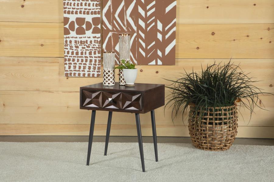 Ezra 1-drawer Rectangular Accent Side Table Coffee Brown-zoom-2