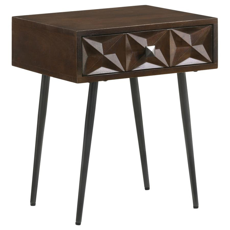 Ezra 1-drawer Rectangular Accent Side Table Coffee Brown-zoom-