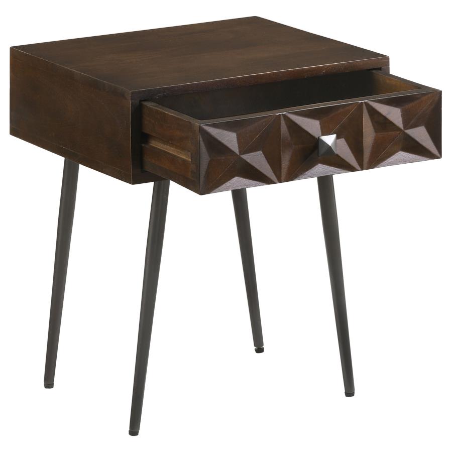 Ezra 1-drawer Rectangular Accent Side Table Coffee Brown-3