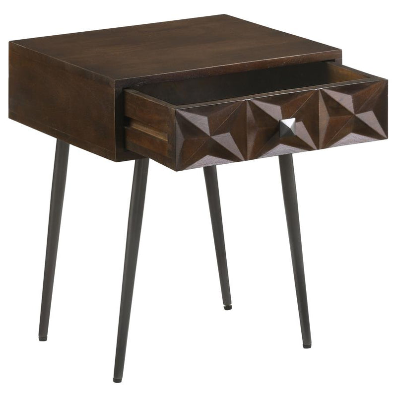 Ezra 1-drawer Rectangular Accent Side Table Coffee Brown-zoom-