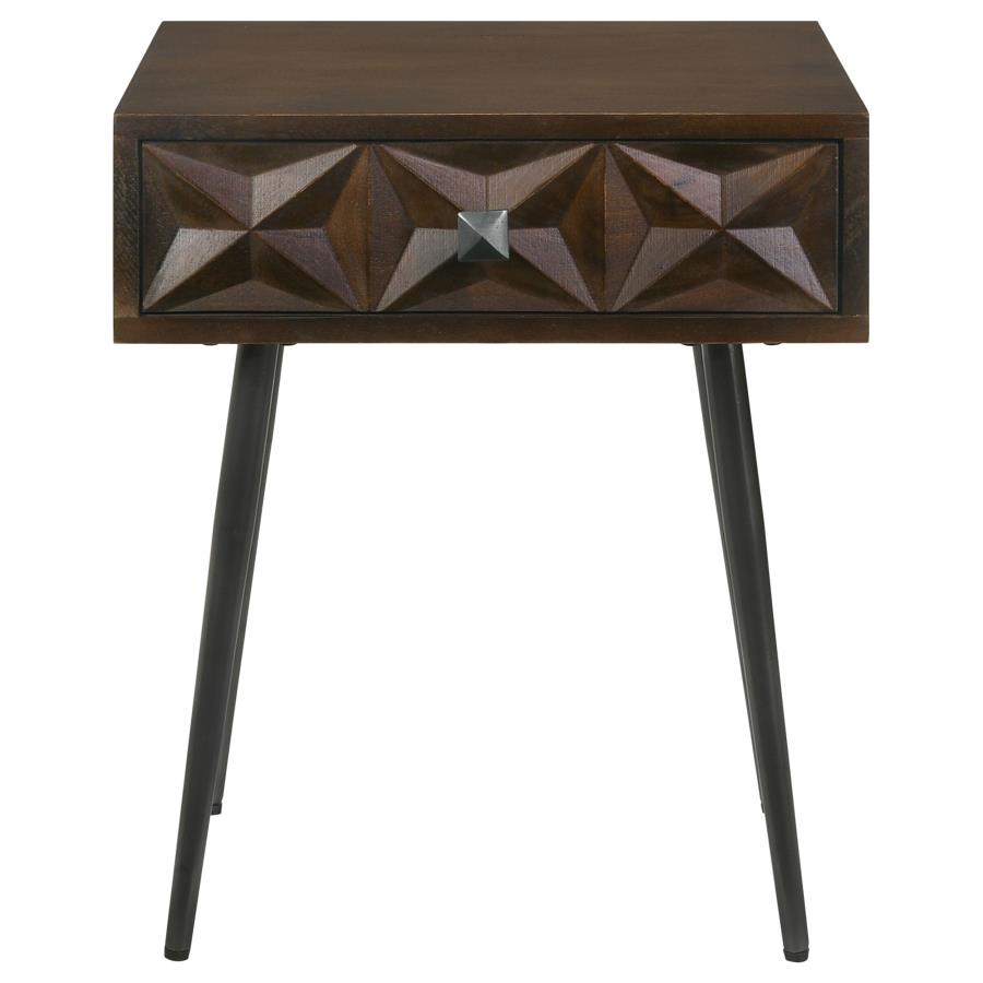 Ezra 1-drawer Rectangular Accent Side Table Coffee Brown-4