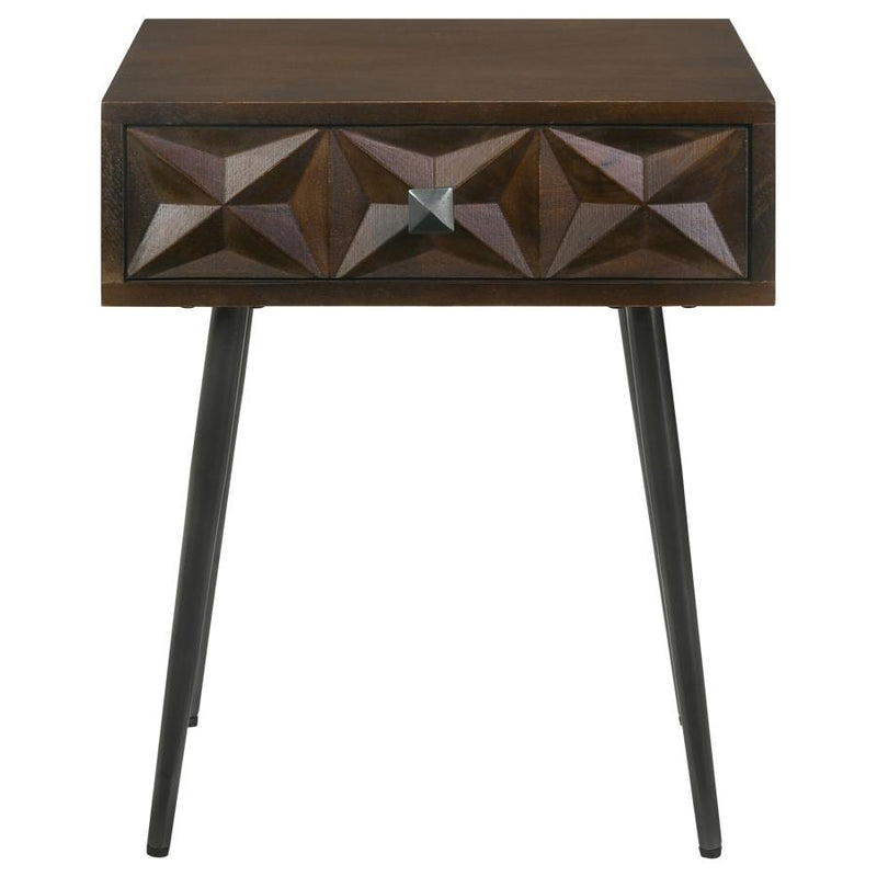 Ezra 1-drawer Rectangular Accent Side Table Coffee Brown-zoom-