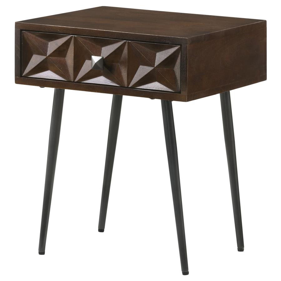 Ezra 1-drawer Rectangular Accent Side Table Coffee Brown-zoom-5