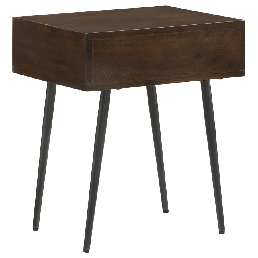 Ezra 1-drawer Rectangular Accent Side Table Coffee Brown-zoom-7