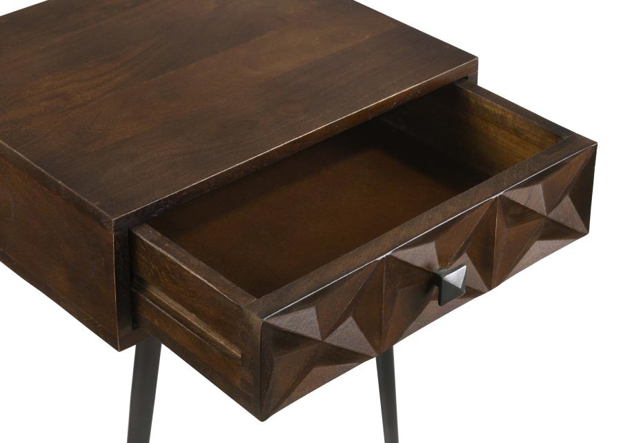 Ezra 1-drawer Rectangular Accent Side Table Coffee Brown-zoom-10