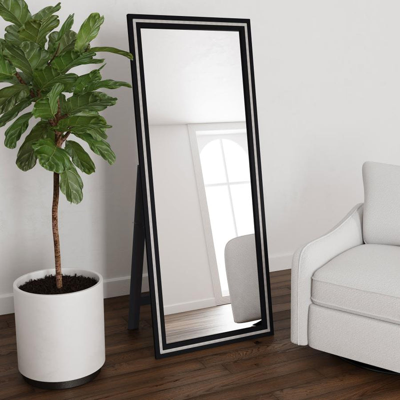 Windrose 28 x 67 Inch Tempered LED Standing Mirror Black-zoom-