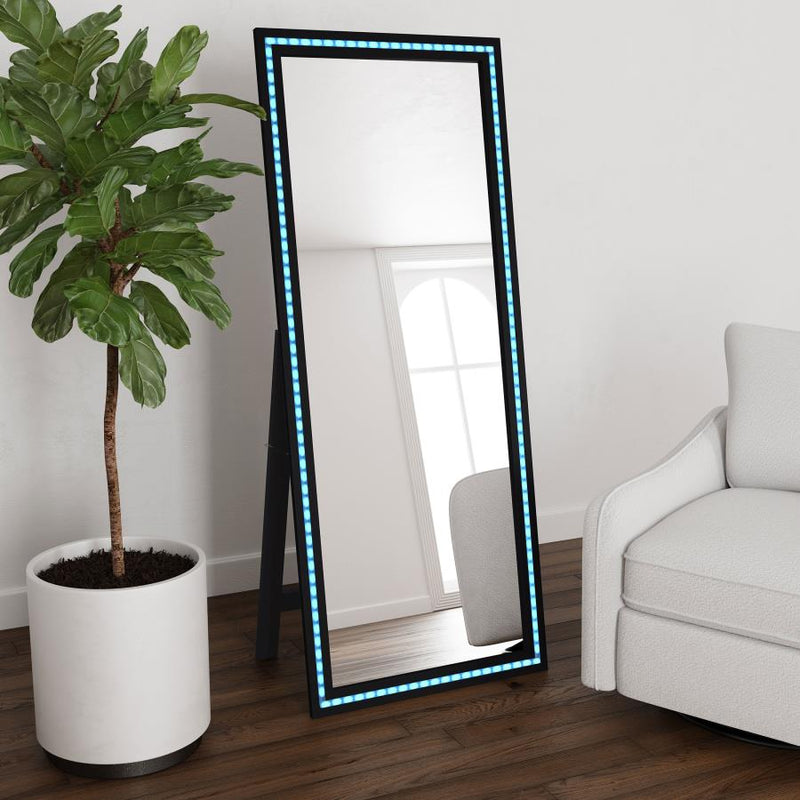 Windrose 28 x 67 Inch Tempered LED Standing Mirror Black-zoom-