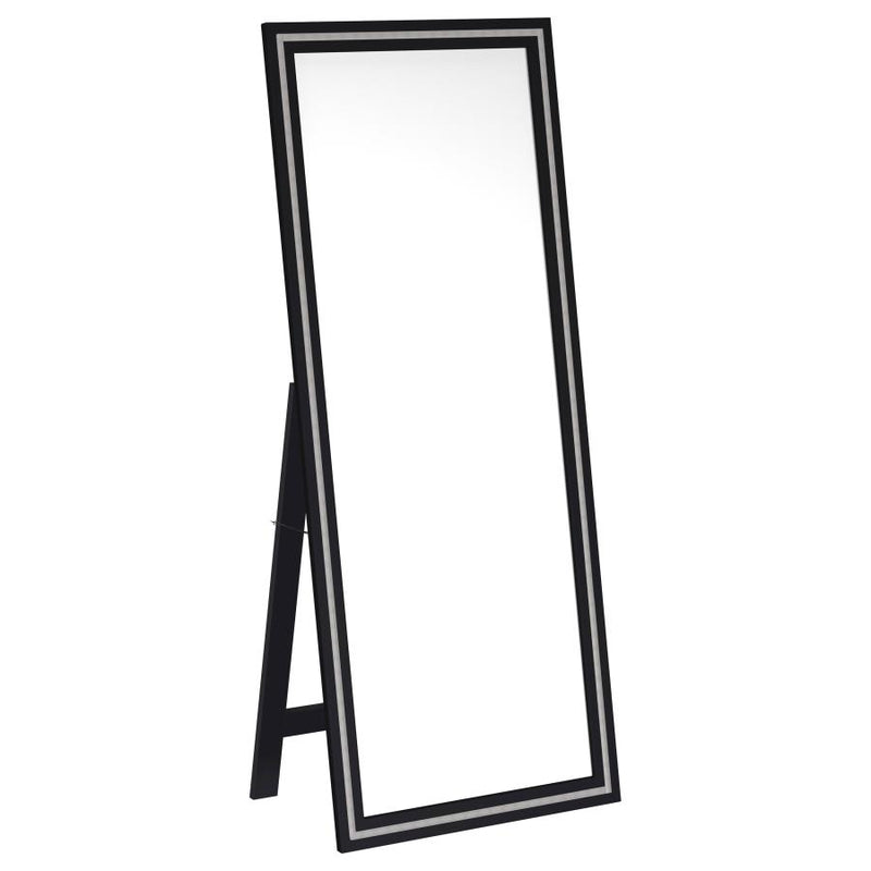 Windrose 28 x 67 Inch Tempered LED Standing Mirror Black-zoom-
