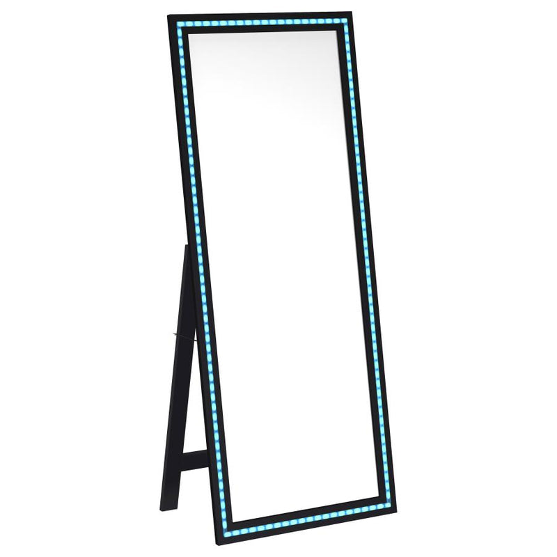 Windrose 28 x 67 Inch Tempered LED Standing Mirror Black-zoom-