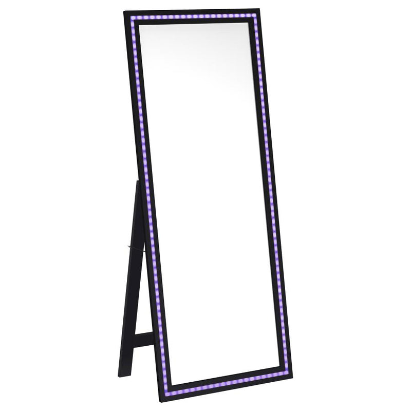 Windrose 28 x 67 Inch Tempered LED Standing Mirror Black-zoom-