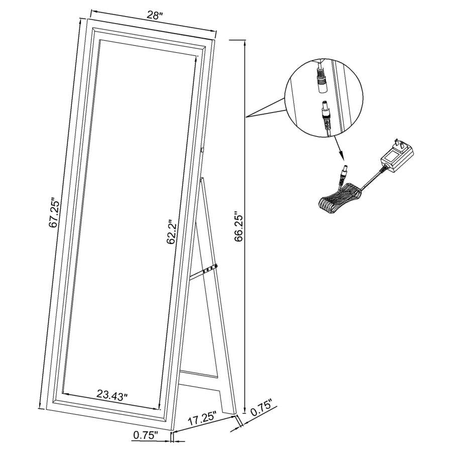 Windrose 28 x 67 Inch Tempered LED Standing Mirror Black-zoom-20