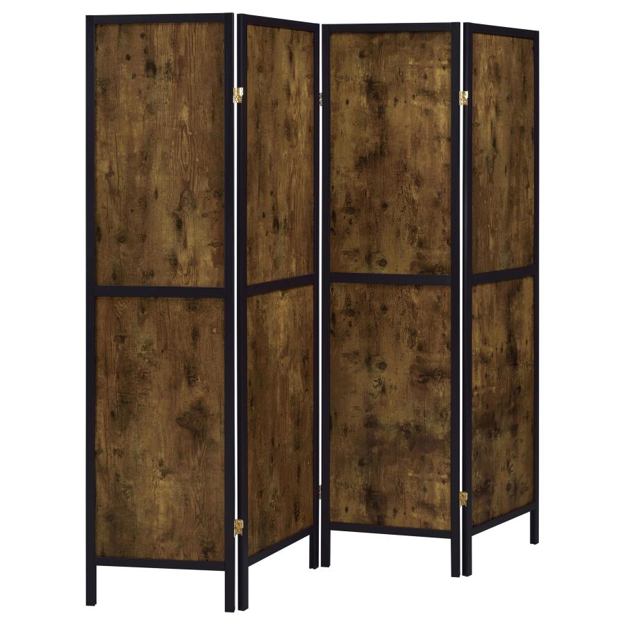 Deepika 4-Panel Room Divider Folding Screen Rustic Nutmeg-zoom-1