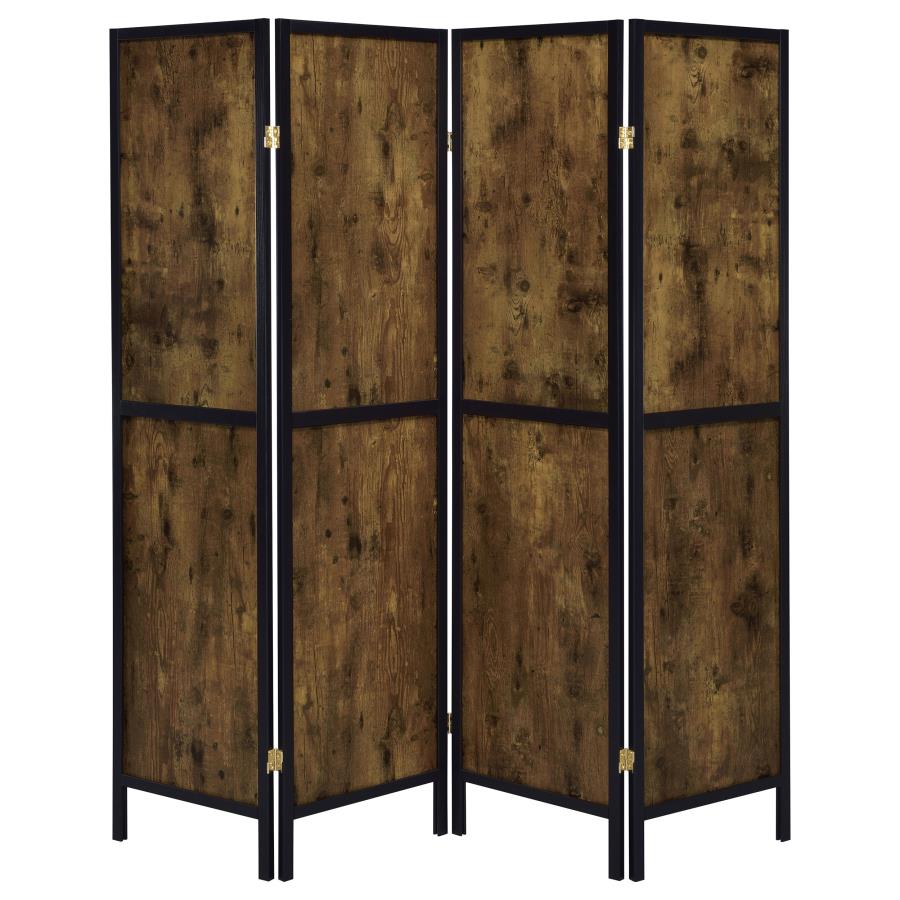 Deepika 4-Panel Room Divider Folding Screen Rustic Nutmeg-zoom-3
