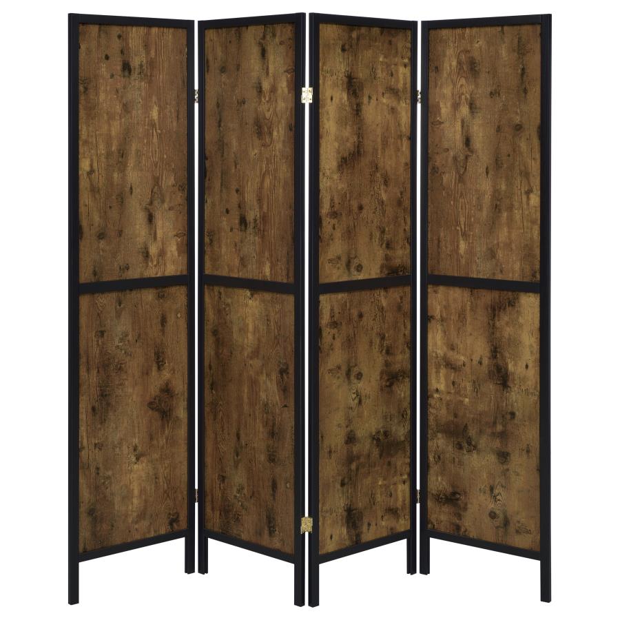 Deepika 4-Panel Room Divider Folding Screen Rustic Nutmeg-zoom-4