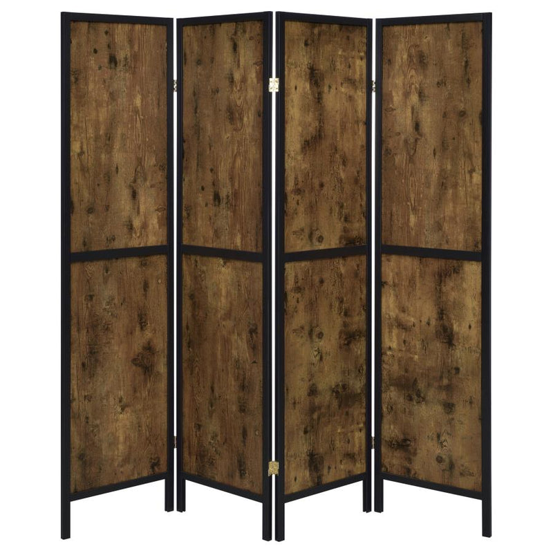 Deepika 4-Panel Room Divider Folding Screen Rustic Nutmeg-zoom-