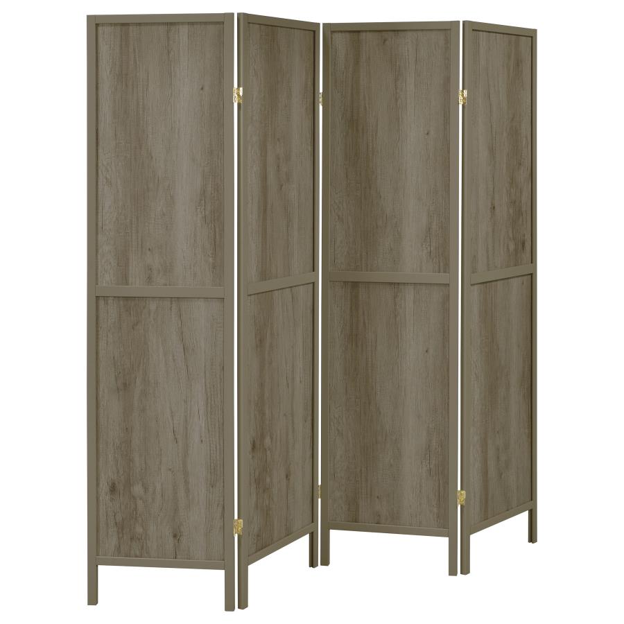 Deepika 4-Panel Room Divider Folding Screen Grey Driftwood-zoom-1