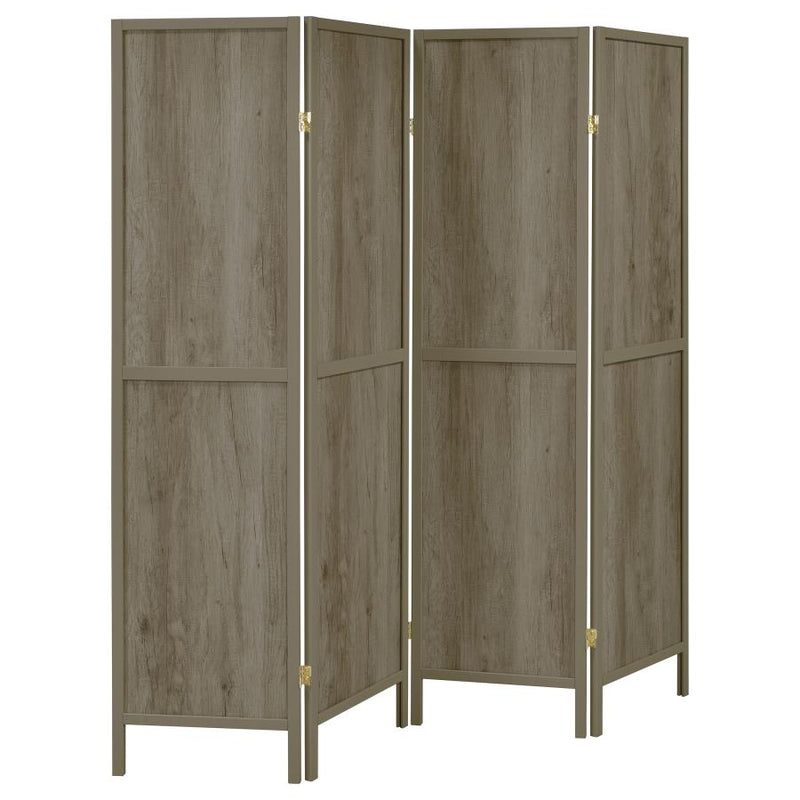 Deepika 4-Panel Room Divider Folding Screen Grey Driftwood-zoom-