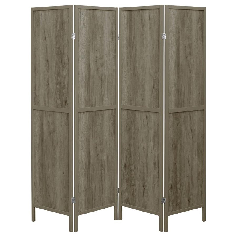 Deepika 4-Panel Room Divider Folding Screen Grey Driftwood-zoom-
