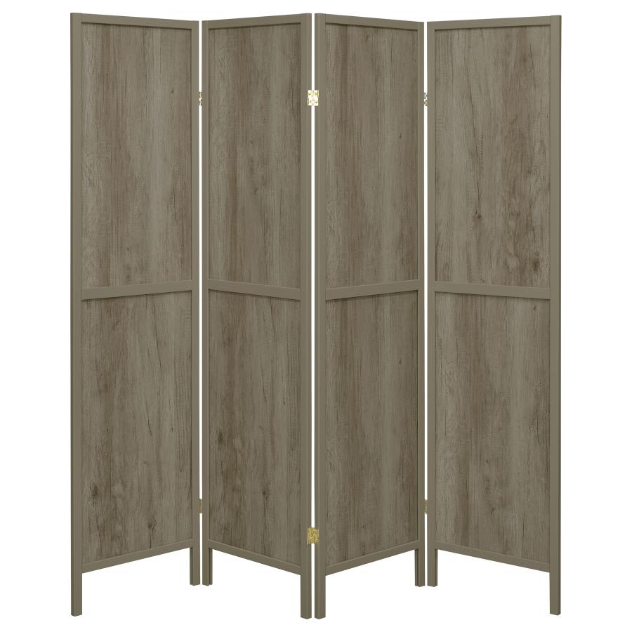 Deepika 4-Panel Room Divider Folding Screen Grey Driftwood-4