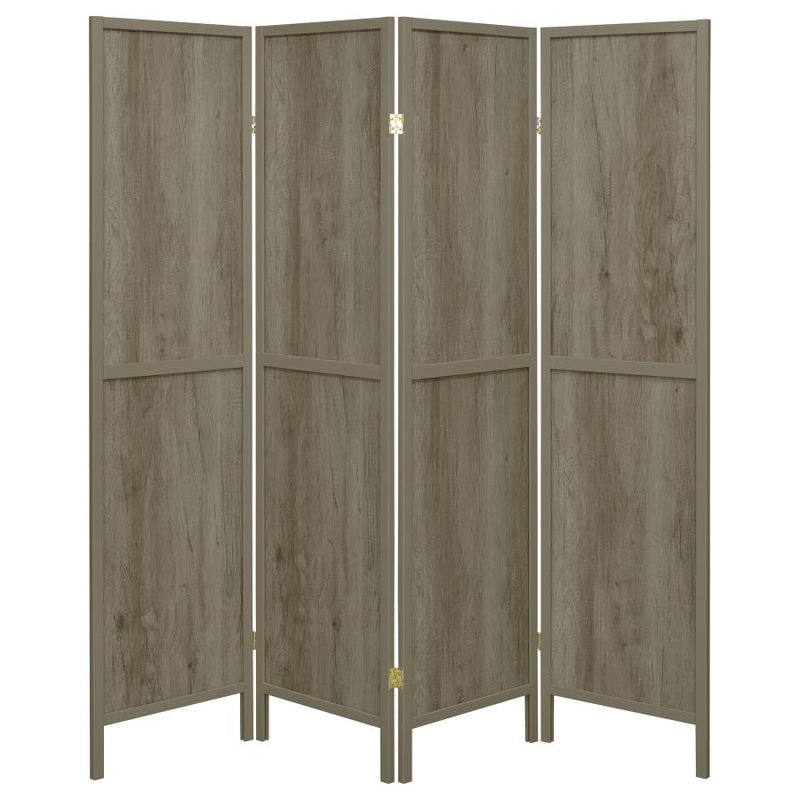 Deepika 4-Panel Room Divider Folding Screen Grey Driftwood-zoom-