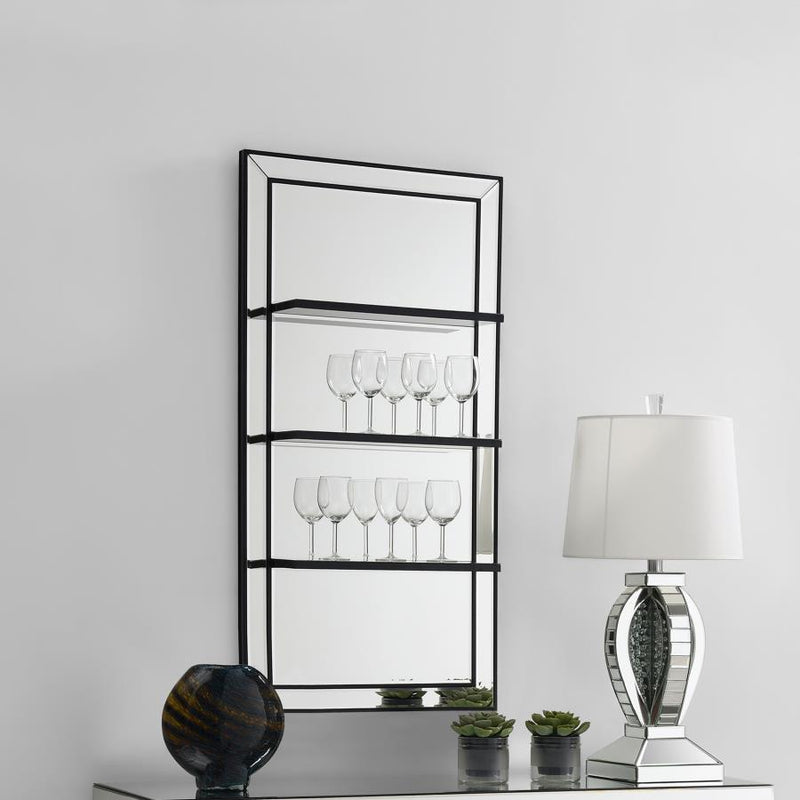 Oriel 24 x 47 Inch Rectangular 3-Shelf Wall Mirror Silver-zoom-