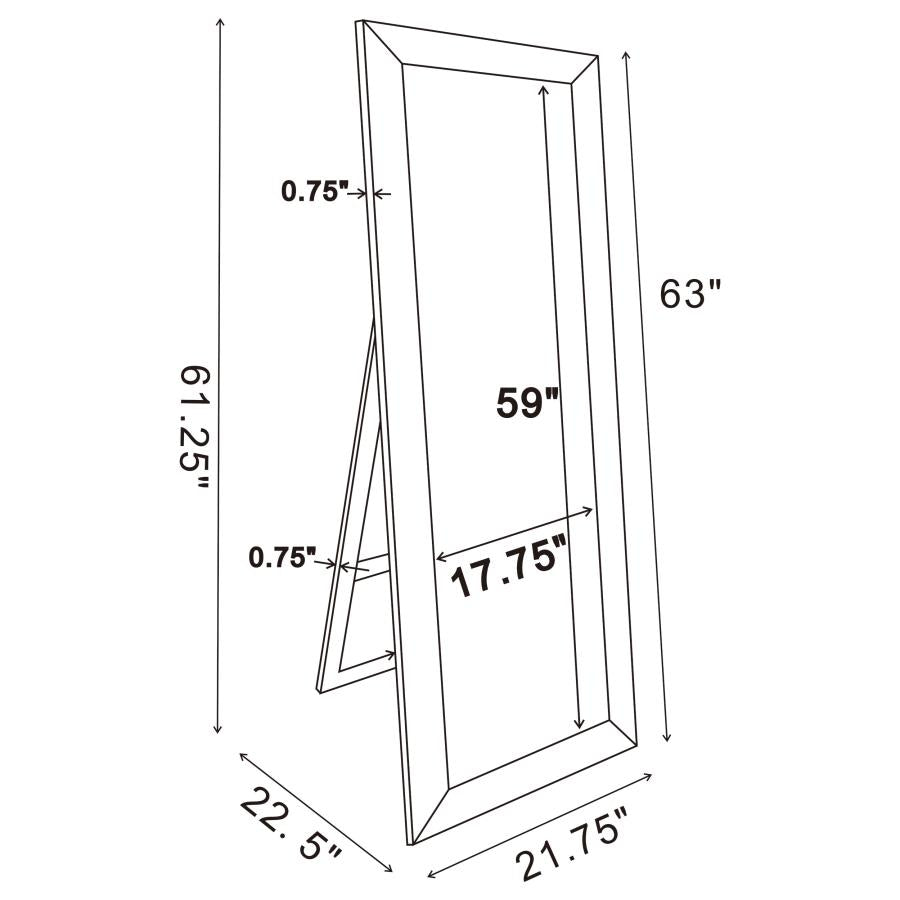 Soline 22 x 61 Inch Framed Standing Floor Mirror Silver-6