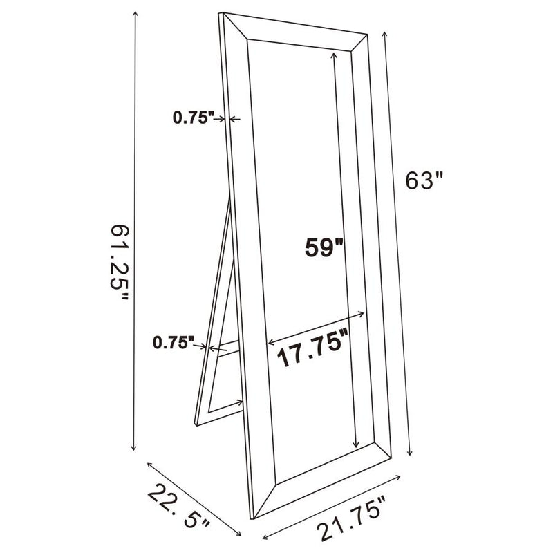 Soline 22 x 61 Inch Framed Standing Floor Mirror Silver-zoom-