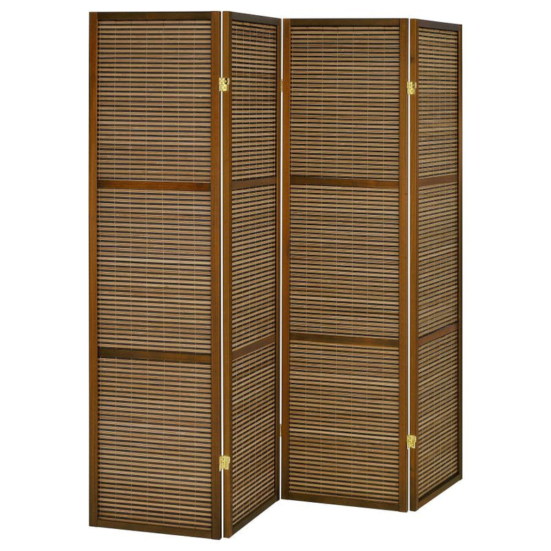 Browning 4-panel Bamboo Room Divider Folding Screen Walnut-zoom-