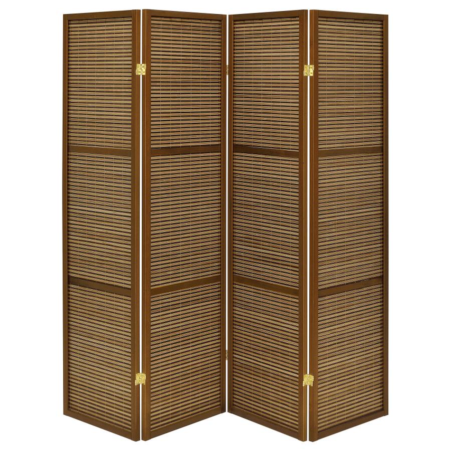 Browning 4-panel Bamboo Room Divider Folding Screen Walnut-3