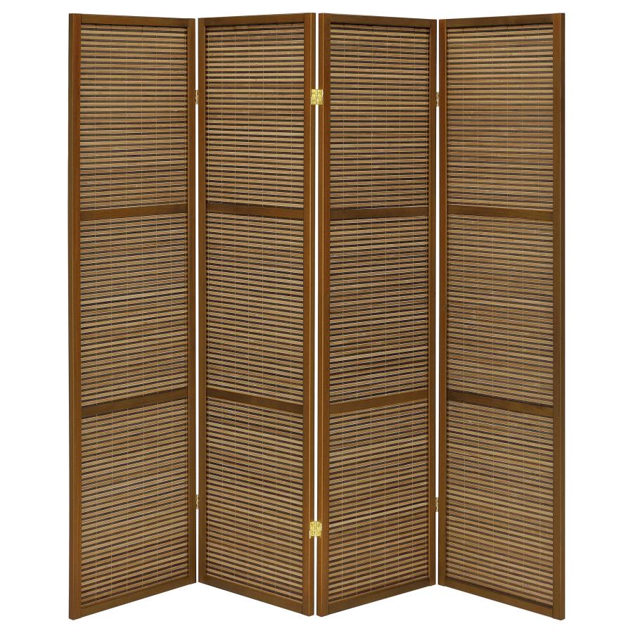 Browning 4-panel Bamboo Room Divider Folding Screen Walnut-4