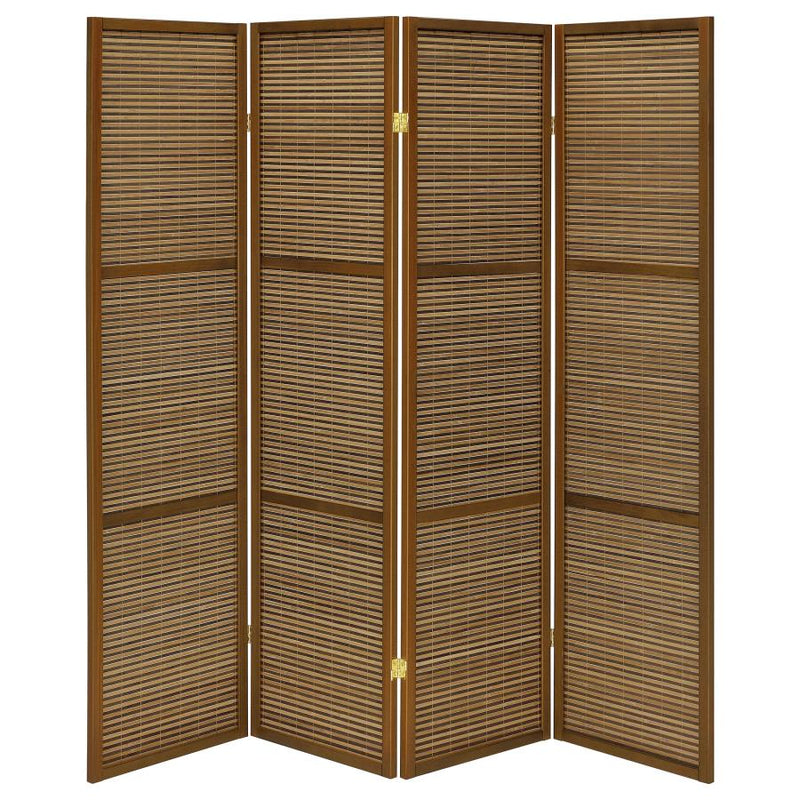 Browning 4-panel Bamboo Room Divider Folding Screen Walnut-zoom-