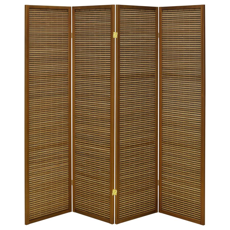 Browning 4-panel Bamboo Room Divider Folding Screen Walnut-zoom-5