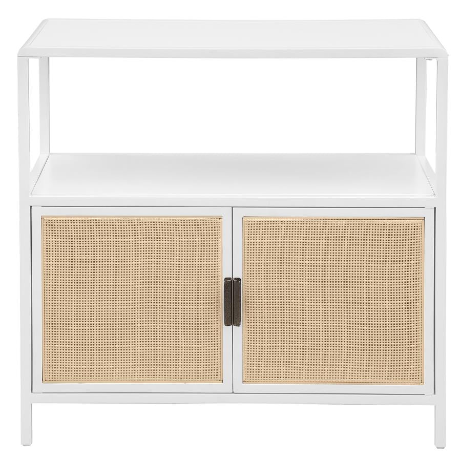 Amherst 2-door Radio Weave Cane Metal Accent Cabinet White-3