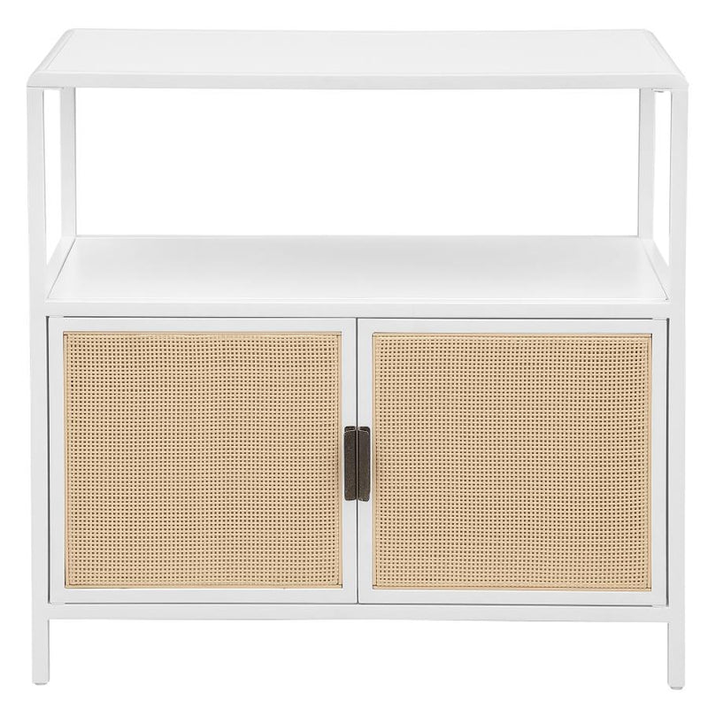 Amherst 2-door Radio Weave Cane Metal Accent Cabinet White-zoom-