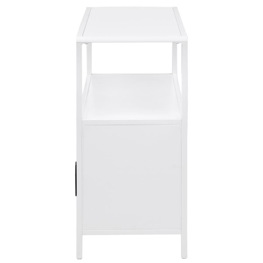 Amherst 2-door Radio Weave Cane Metal Accent Cabinet White-zoom-6