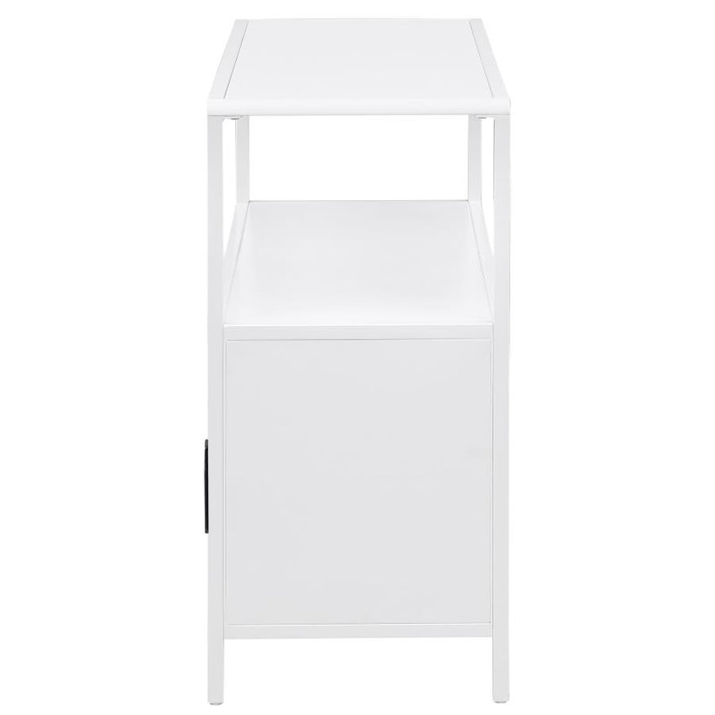 Amherst 2-door Radio Weave Cane Metal Accent Cabinet White-zoom-
