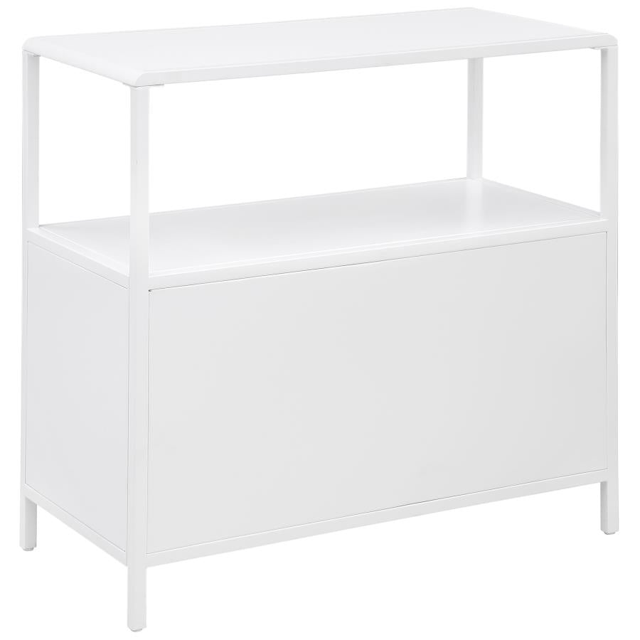 Amherst 2-door Radio Weave Cane Metal Accent Cabinet White-7