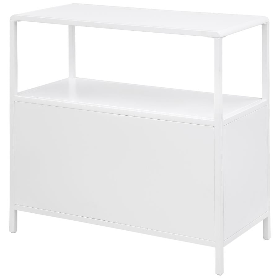 Amherst 2-door Radio Weave Cane Metal Accent Cabinet White-zoom-8