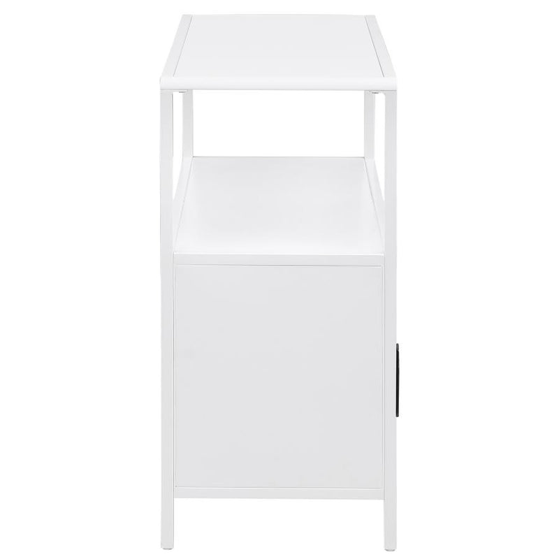 Amherst 2-door Radio Weave Cane Metal Accent Cabinet White-zoom-