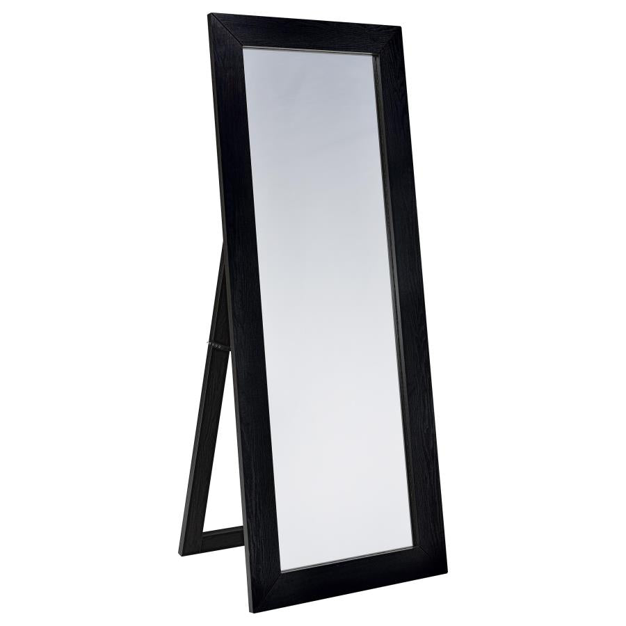 Cadence Tempered Glass Full Length Standing Mirror Black Oak-1