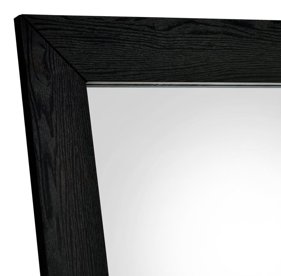 Cadence Tempered Glass Full Length Standing Mirror Black Oak-5